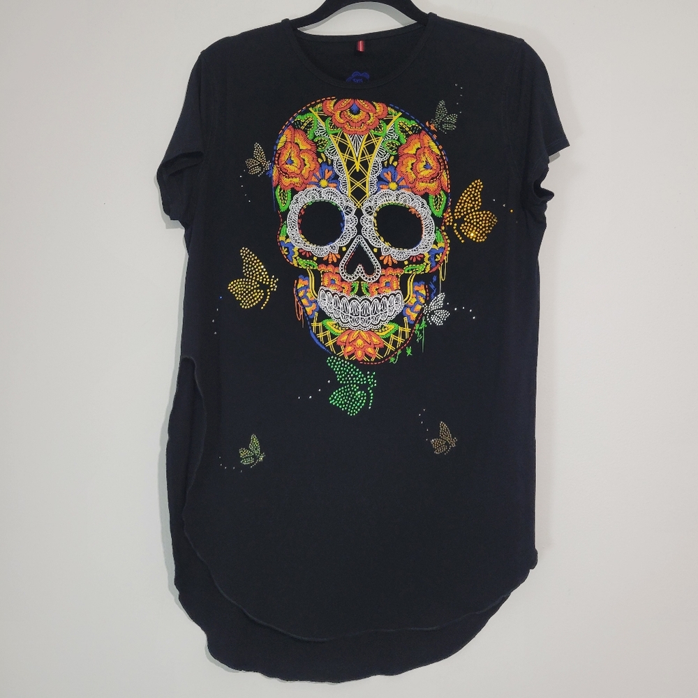 IAY GUEY DAY OF THE DEAD WOMEN'S SEQUENC TUNIC TOP
